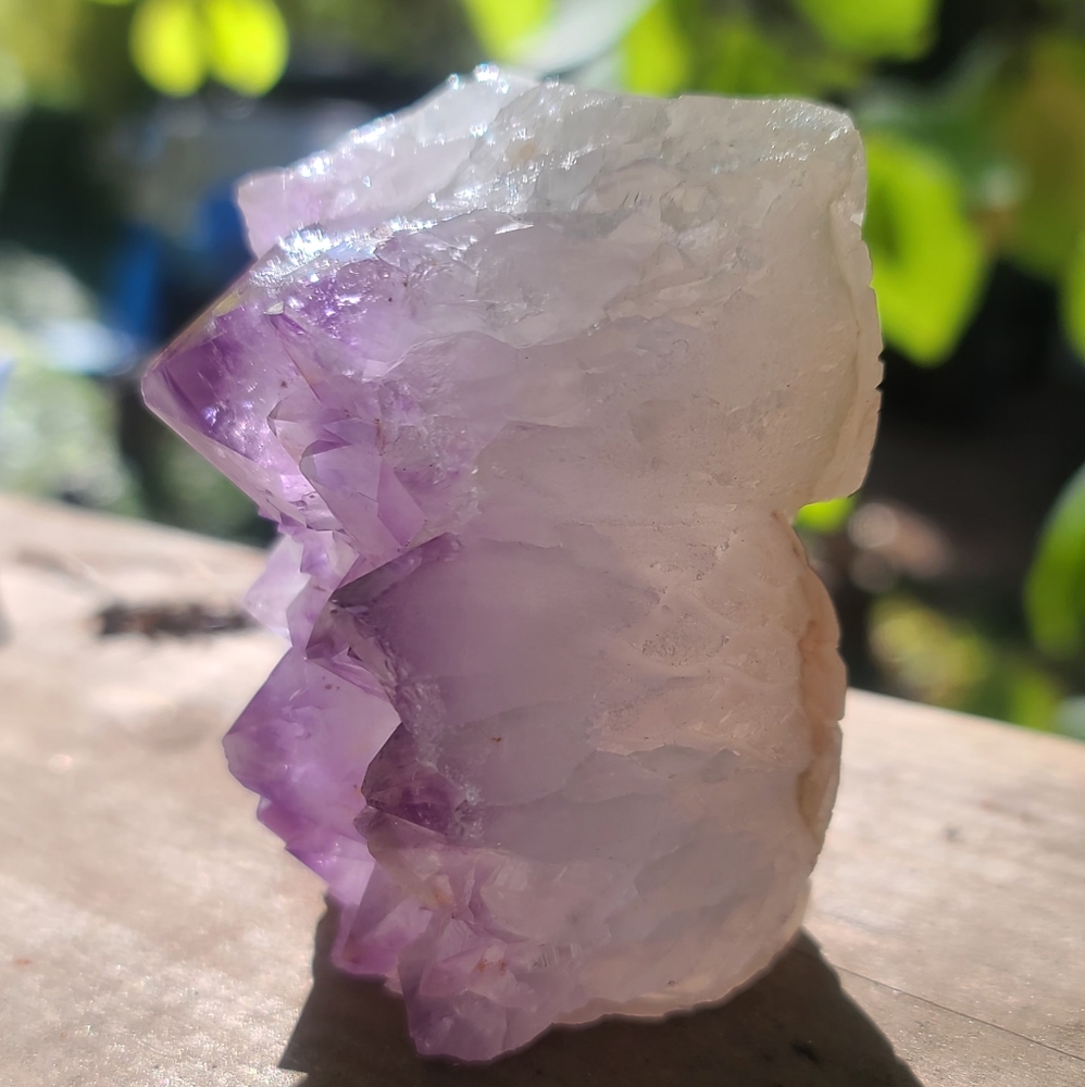 Cute raw Amethyst owl hancarved crystal 3" tall - Picture 5 of 10